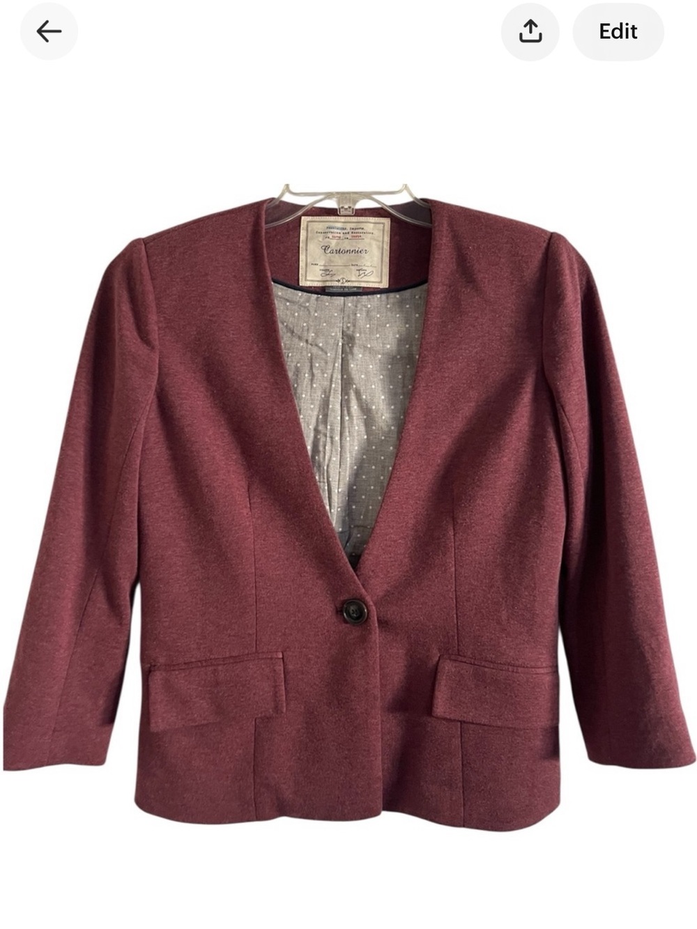 Anthropologie Cartonnier Single
Button Blazer Size Small